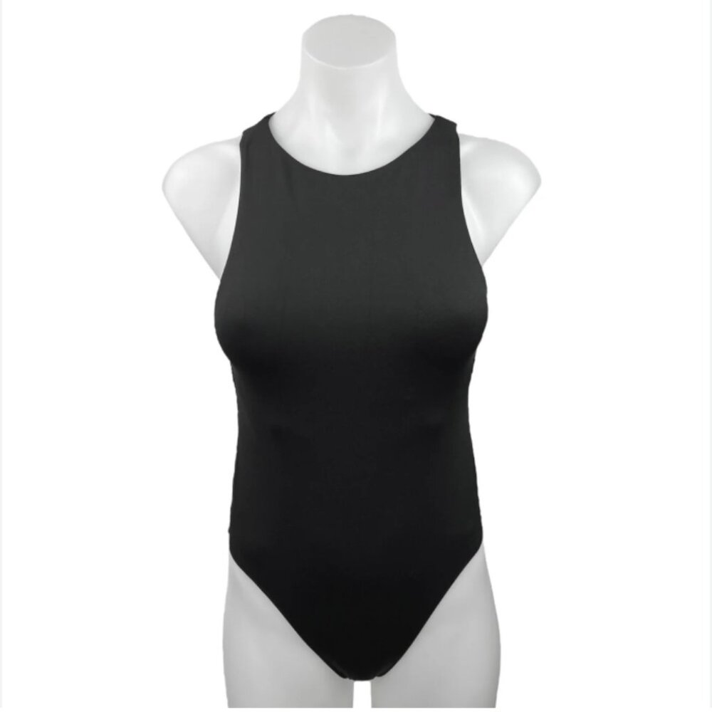 Zara Women's Round Neck Black Bodysuit Size Medium